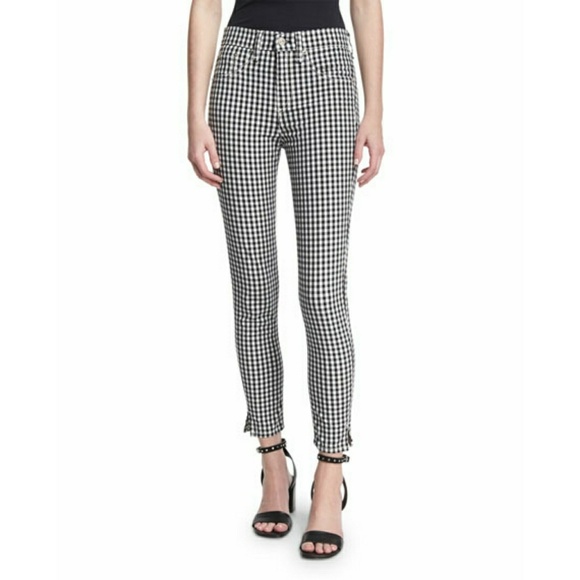 black and white gingham jeans